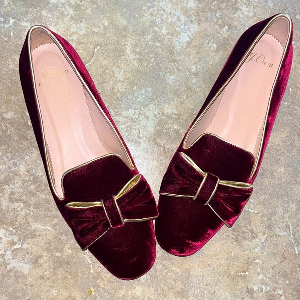 ❤️Host Pick❤️ Brand New J. Crew Burgundy Maroon Ballerina Velvet Loafers